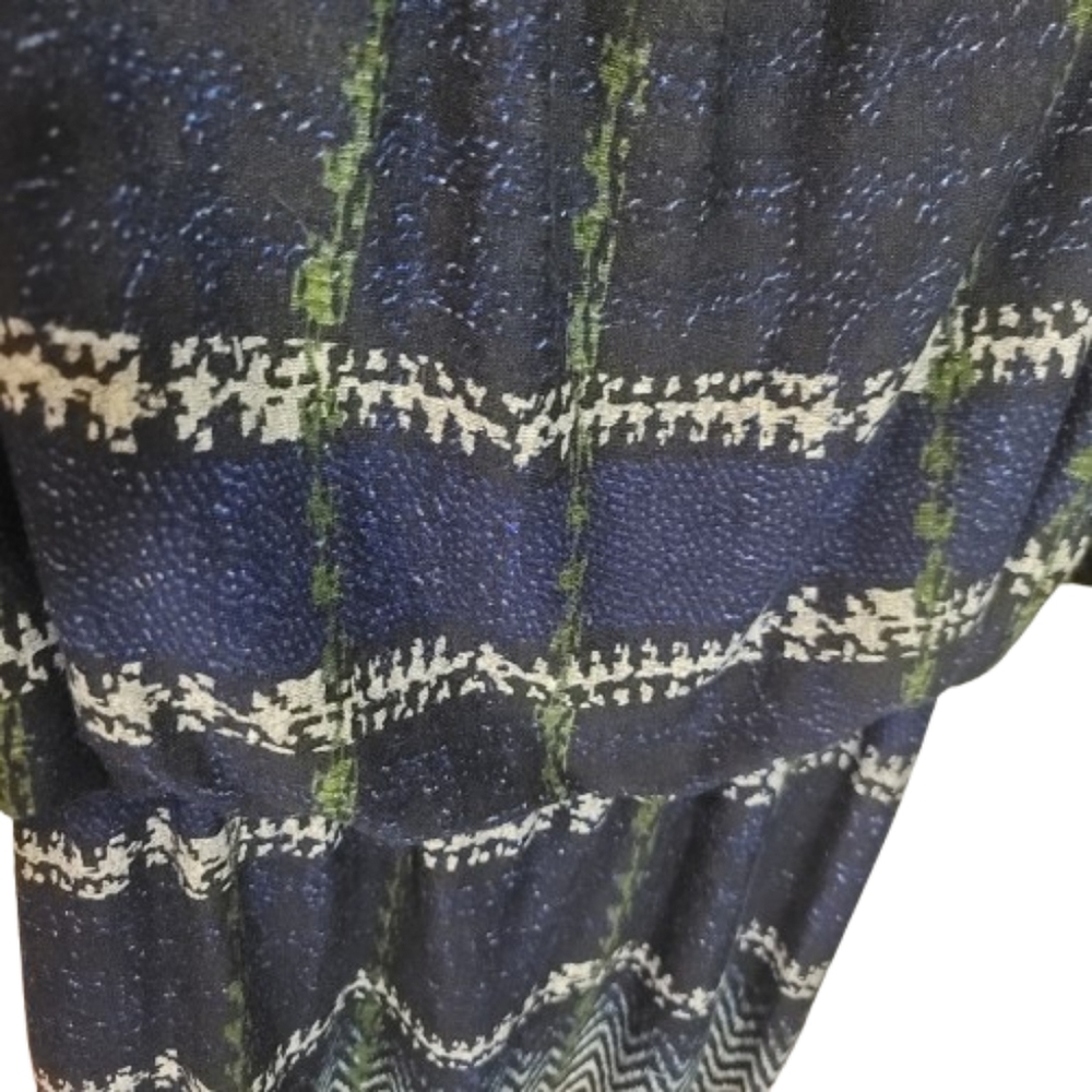 EMMA & MICHELE Dress Blue  Green White Women's Dress Bubble Top Medium - Picture 3 of 6